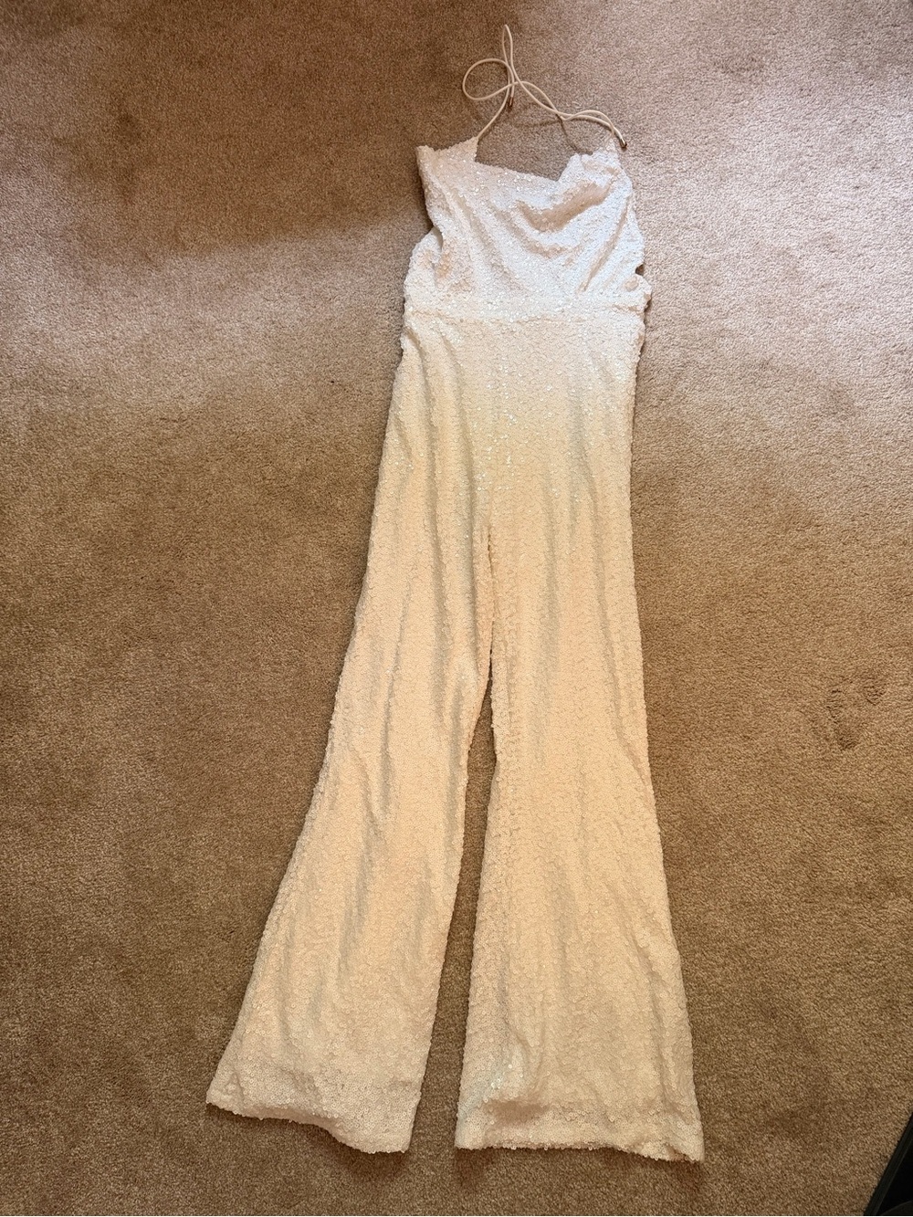 12th Tribe Ivory Sparkle Sequin Jumpsuit